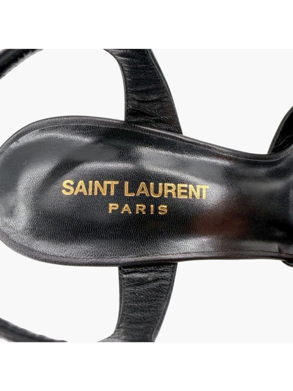 Saint Laurent Crystal Platform Sandals Heels Black Leather Size 39.5 US 9.5 Bow - Picture 14 of 16